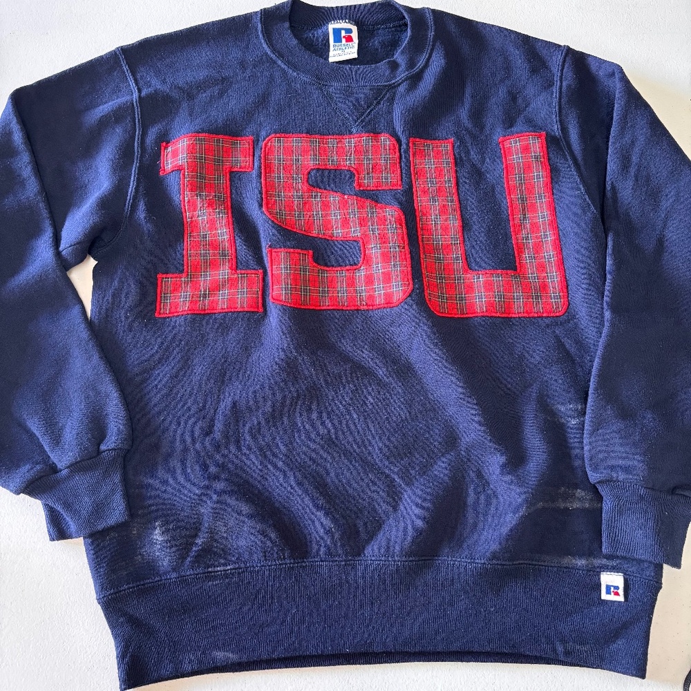 Russell Athletic ISU Iowa State University Cyclones Plaid Pullover Sweater SizeM
